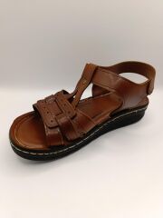 Günlük Kadın Cırt Bantlı Sandalet Yumuşak Rahat Taba - 40