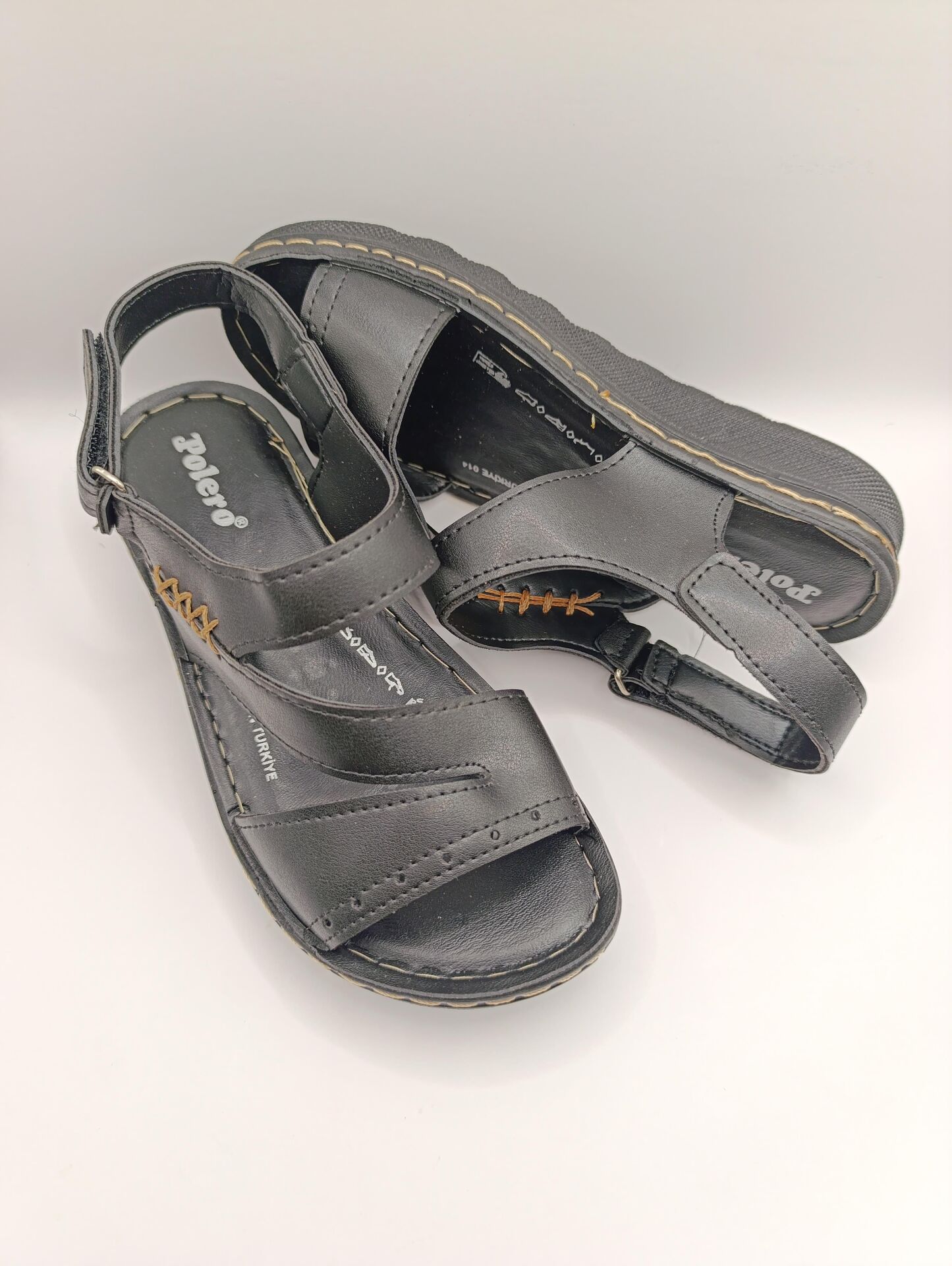 Günlük Kadın Cırt Bantlı Sandalet Yumuşak Rahat Siyah - 40