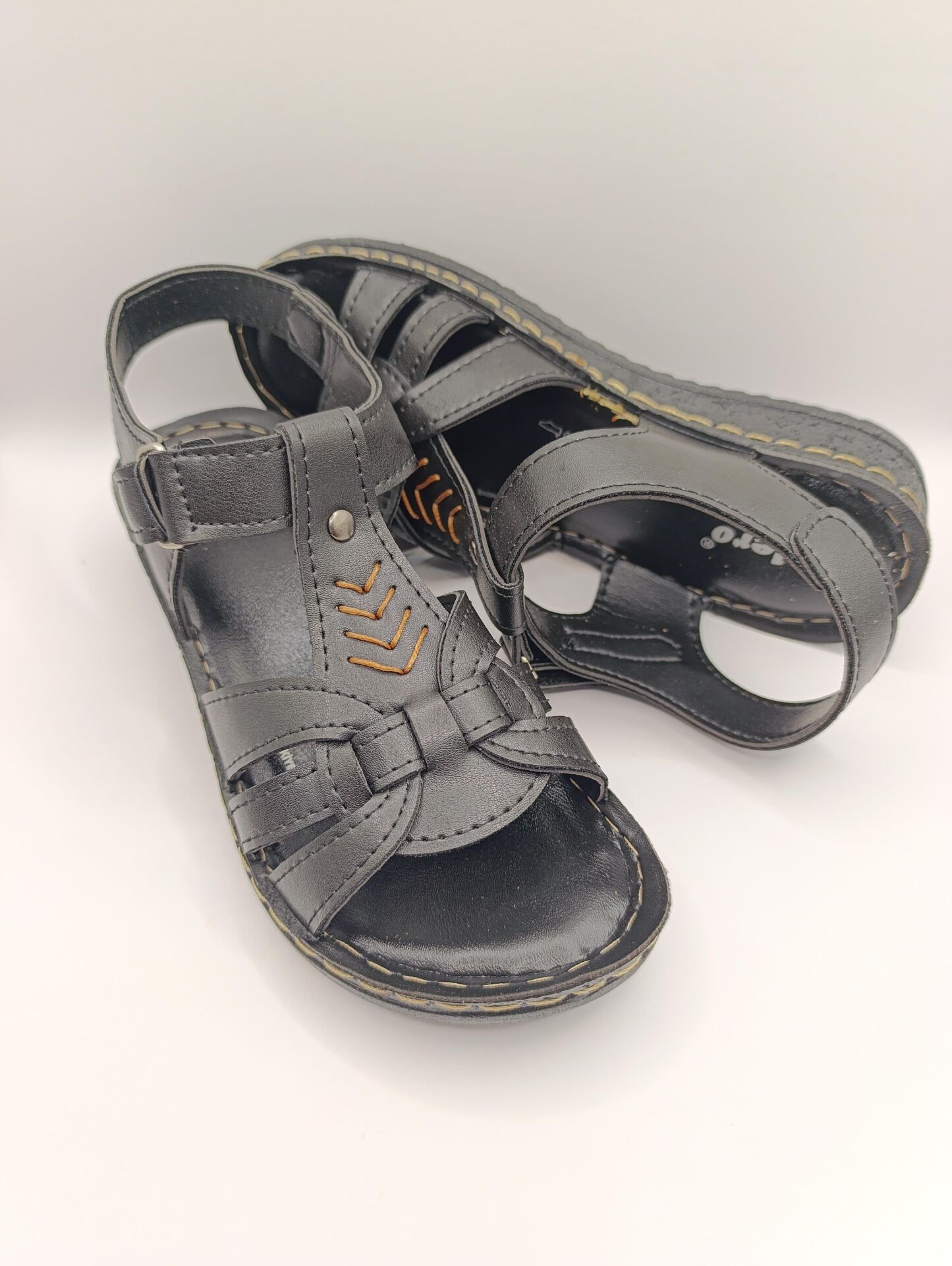 Günlük Kadın Cırt Bantlı Sandalet Yumuşak Rahat Siyah - 40