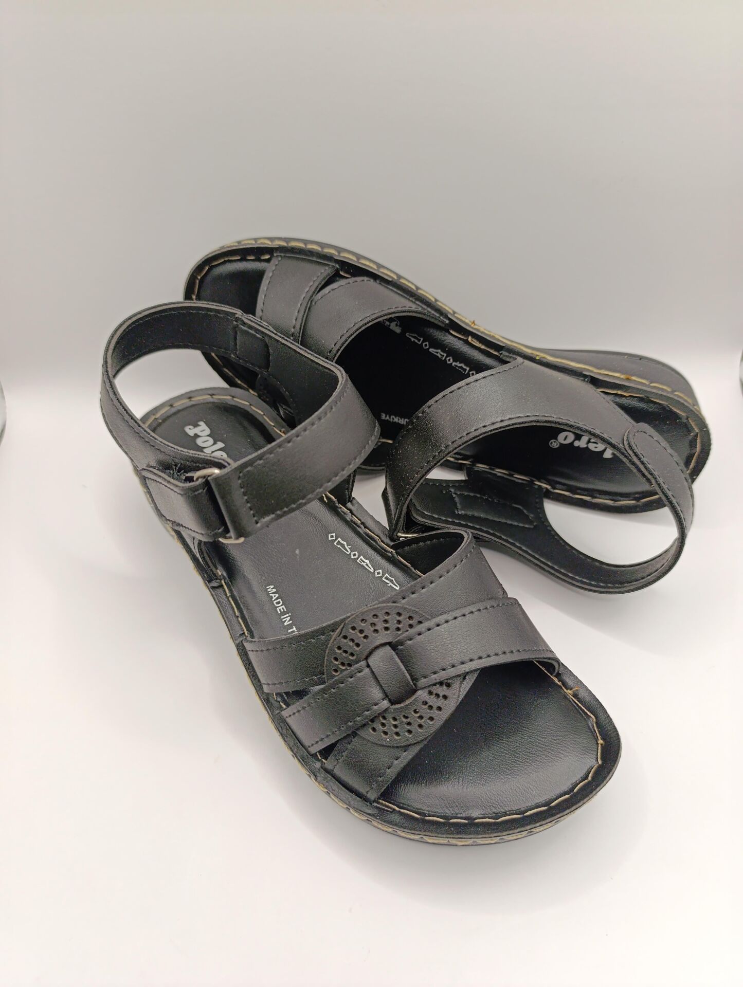 Günlük Kadın Cırt Bantlı Sandalet Yumuşak Rahat Siyah - 40