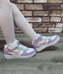 Yarım Bilek Boğazlı Basket Günlük Rahat Spor Ayakkabı Sneaker Lila - 40