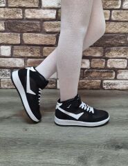 Yarım Bilek Boğazlı Basket Günlük Rahat Spor Ayakkabı Sneaker Siyah - 39