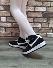 Yarım Bilek Boğazlı Basket Günlük Rahat Spor Ayakkabı Sneaker Siyah - 40