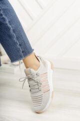 Kadın Günlük Rahat Yumuşak Ekstra Hafif Konforlu Sneaker Esnek Yürüyüş Spor Ayakkabı Pudra - 40