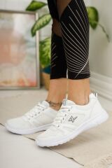 Unisex Siyah Beyaz Günlük Rahat Yürüyüş Ayakkabısı File Detaylı Sneaker Spor Ayakkabı Beyaz - 38