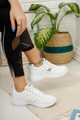 Unisex Siyah Beyaz Günlük Rahat Yürüyüş Ayakkabısı File Detaylı Sneaker Spor Ayakkabı Beyaz - 39