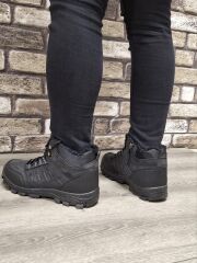 Outdoor Trekking Suya Dayanıklı Içi Kürklü Bağcıklı Fermuarlı Kaymaz Taban Kışlık Bot Battal Boy Siyah - 45