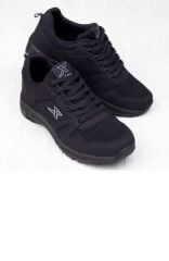 Unisex Siyah Beyaz Günlük Rahat Yürüyüş Ayakkabısı File Detaylı Sneaker Spor Ayakkabı Siyah - 37