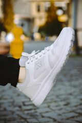 Unisex Siyah Beyaz Günlük Rahat Yürüyüş Ayakkabısı File Detaylı Sneaker Spor Ayakkabı Beyaz - 43