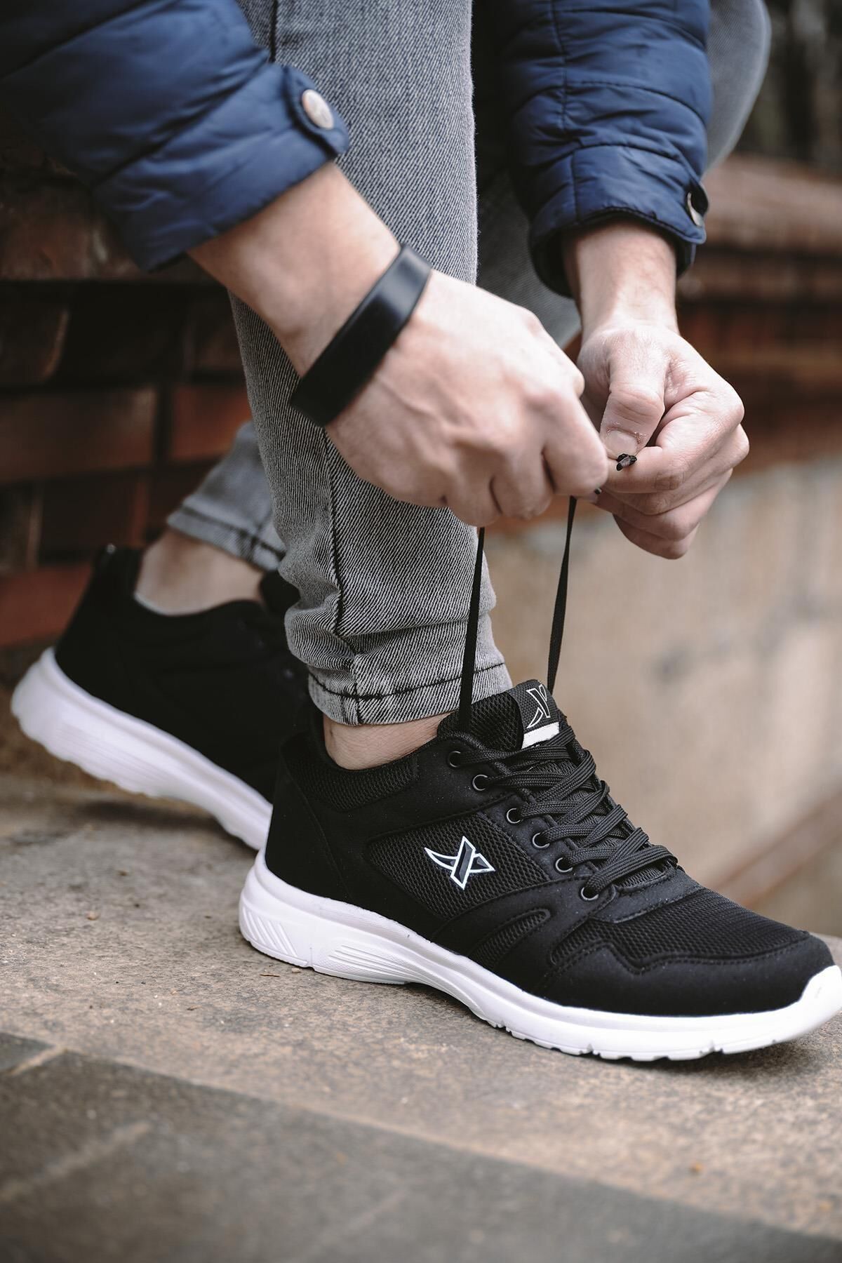 Unisex Siyah Beyaz Günlük Rahat Yürüyüş Ayakkabısı File Detaylı Sneaker Spor Ayakkabı Siyah - Beyaz - 44