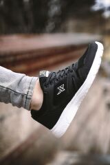 Unisex Siyah Beyaz Günlük Rahat Yürüyüş Ayakkabısı File Detaylı Sneaker Spor Ayakkabı Siyah - Beyaz - 44