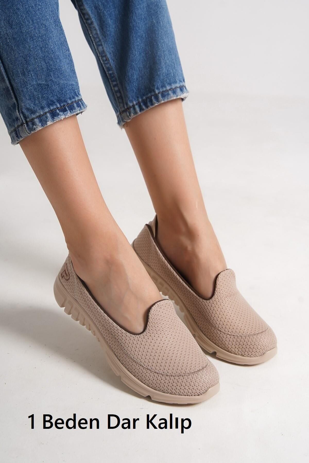 Kadın Fileli Bez Yazlık Spor Babet Ten - 38