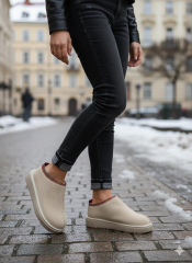 Kadın Lüx Süet İçi Kürklü Kışlık Ugg Modeli Terlik Ayakkabı Bej - 40