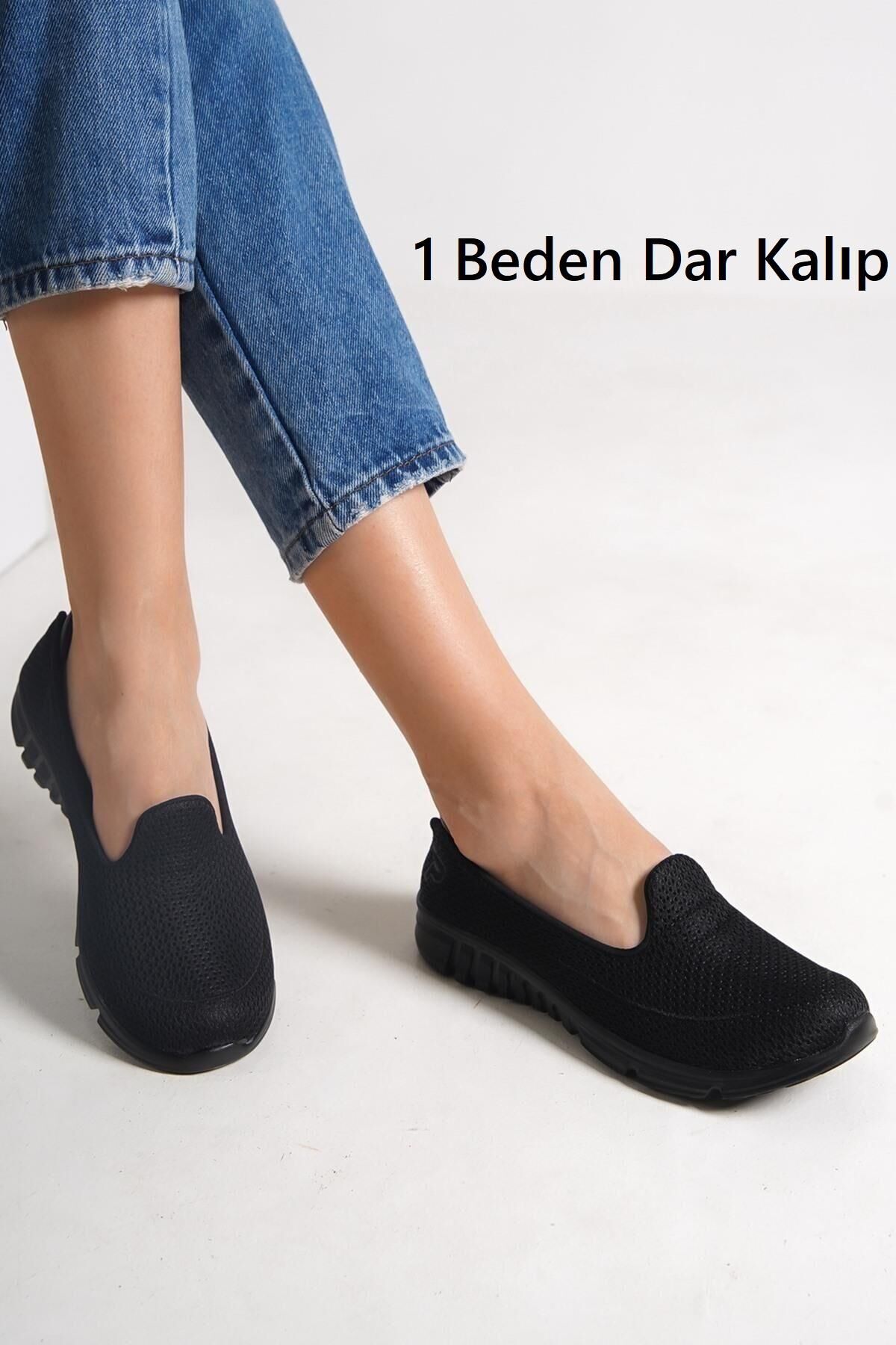 Kadın Fileli Bez Yazlık Spor Babet Siyah - 37