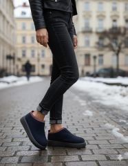 Kadın Lüx Süet İçi Kürklü Kışlık Ugg Modeli Terlik Ayakkabı Siyah - 40