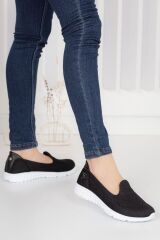 Kadın Fileli Bez Yazlık Spor Babet Siyah - Beyaz - 38