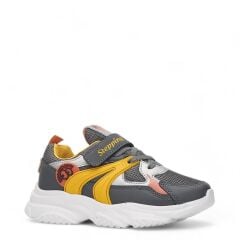 Çocuk Günlük Comfort Ultra Yumuşak Ortopedik Rahat Taban Cırt Bantlı Spor Ayakkabı Sneaker Füme-Gümüş-Sarı - 26