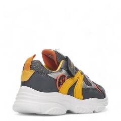 Çocuk Günlük Comfort Ultra Yumuşak Ortopedik Rahat Taban Cırt Bantlı Spor Ayakkabı Sneaker Füme-Gümüş-Sarı - 28