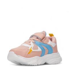 Çocuk Günlük Comfort Ultra Yumuşak Ortopedik Rahat Taban Cırt Bantlı Spor Ayakkabı Sneaker Pudra-Turkuaz - 35