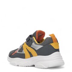 Çocuk Günlük Comfort Ultra Yumuşak Ortopedik Rahat Taban Cırt Bantlı Spor Ayakkabı Sneaker Füme-Gümüş-Sarı - 35