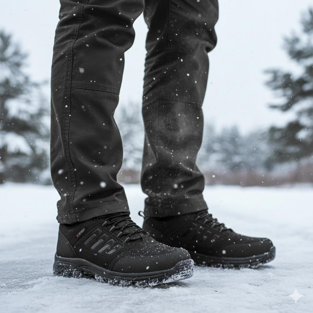 Outdoor Trekking Suya Dayanıklı Bağcıklı Kaymaz Kauçuk Taban Kışlık Ayakkabı Siyah - 47