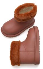 Çocuk İçi Kürklü Su Geçirmez  Hafif Kışlık Bot Çizme Taba