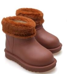 Çocuk İçi Kürklü Su Geçirmez  Hafif Kışlık Bot Çizme Taba