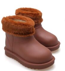 Çocuk İçi Kürklü Su Geçirmez  Hafif Kışlık Bot Çizme Taba