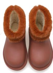 Çocuk İçi Kürklü Su Geçirmez  Hafif Kışlık Bot Çizme Taba