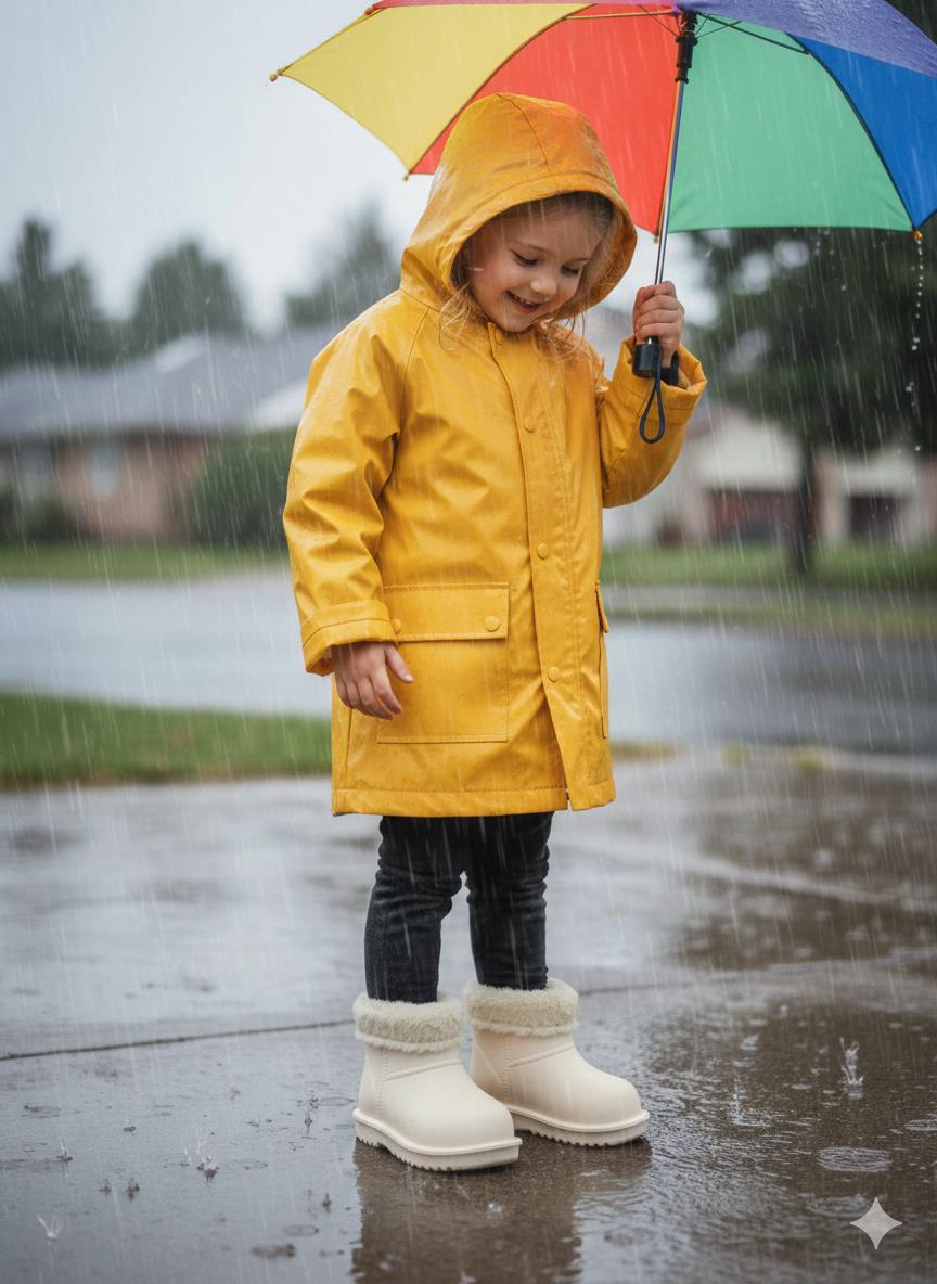 Çocuk İçi Kürklü Su Geçirmez  Hafif Kışlık Bot Çizme Ekru
