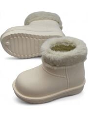 Çocuk İçi Kürklü Su Geçirmez  Hafif Kışlık Bot Çizme Ekru