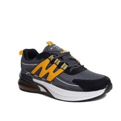 Su Geçirmez Air-Cooled Memory Foam Üst Kalite Sneaker  Balon Taban Çok Rahat Spor Ayakkabı Siyah-Füme-Sarı - 42