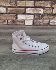 Yarım Bilek Kot Keten Bağcıklı Günlük Rahat Esnek  Düz Şeffaf Taban  Bez Ayakkabı Sneaker Beyaz - 36