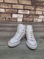 Yarım Bilek Kot Keten Bağcıklı Günlük Rahat Esnek  Düz Şeffaf Taban  Bez Ayakkabı Sneaker Beyaz - 39