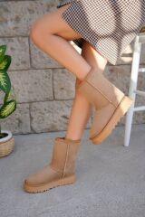 Kadın Lüx Süet İçi Kürklü Kışlık Kalın Taban Konforlu Bot Kahverengi - 38