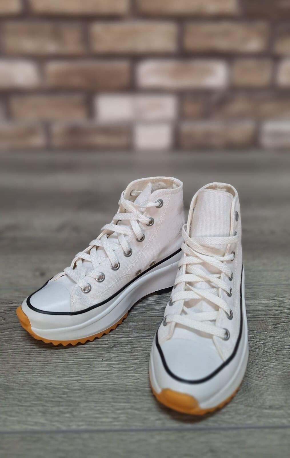 Yarım Bilek Yüksek Taban Kot Keten Bağcıklı Günlük Rahat  Bez Ayakkabı Sneaker Beyaz - 38