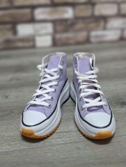 Yarım Bilek Yüksek Taban Kot Keten Bağcıklı Günlük Rahat  Bez Ayakkabı Sneaker Lila - 36