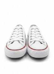 Kısa Kot Keten Bağcıklı Günlük Rahat Esnek  Düz Şeffaf Taban  Bez Ayakkabı Sneaker Beyaz - 38