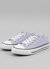 Kısa Kot Keten Bağcıklı Günlük Rahat Esnek  Düz Şeffaf Taban  Bez Ayakkabı Sneaker Lila - 36