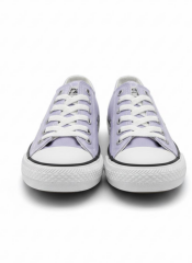 Kısa Kot Keten Bağcıklı Günlük Rahat Esnek  Düz Şeffaf Taban  Bez Ayakkabı Sneaker Lila - 38