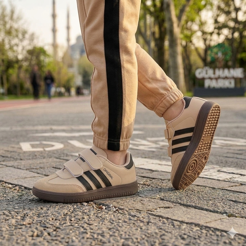 Çocuk Günlük Cırtlı Lastikli  Sneaker Spor Ayakkabı Okul Ayakkabısı