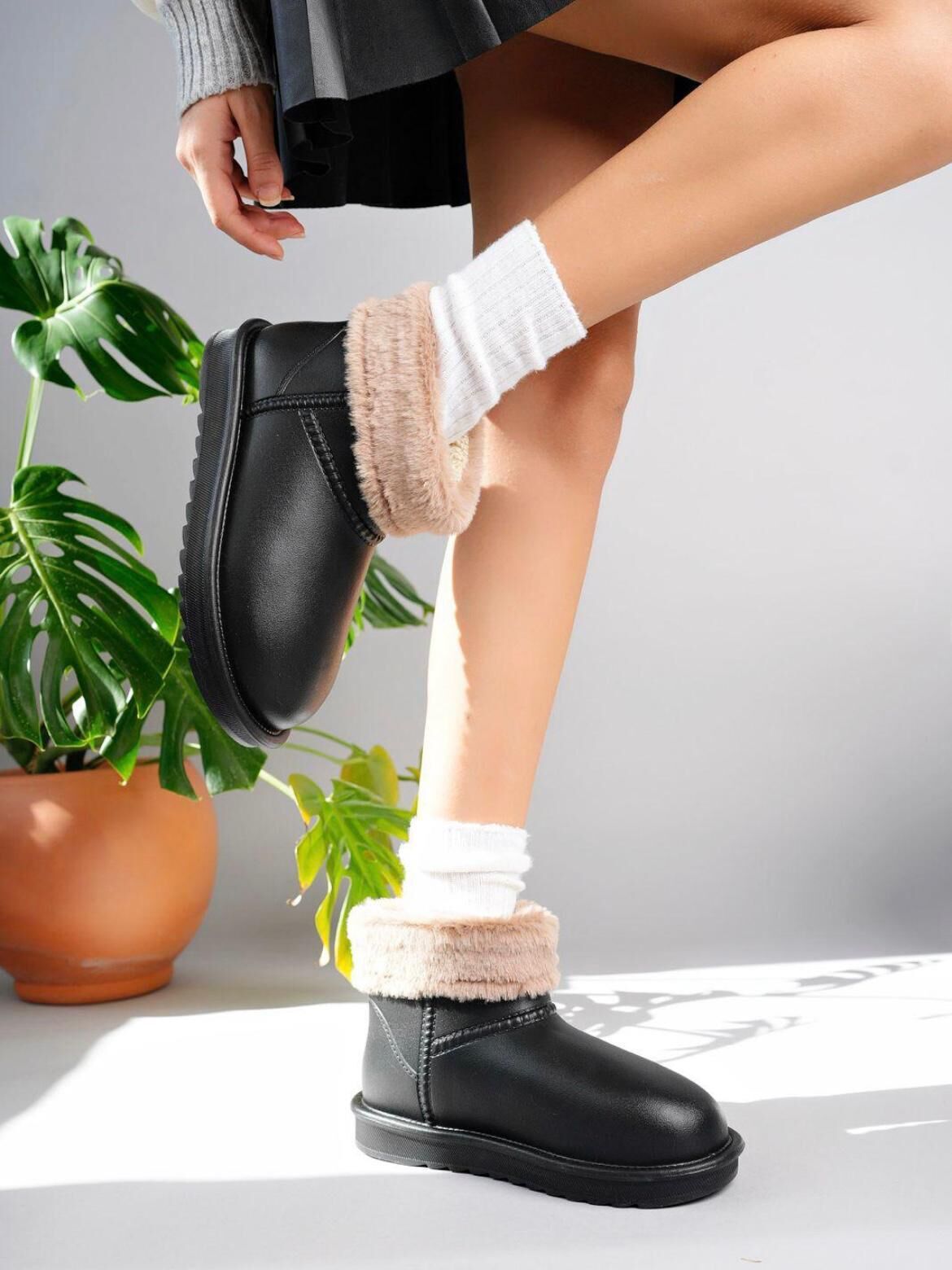 Kadın Su Geçirmez İçi Tamamen Kürklü EVA Bot Siyah - 37