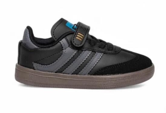 Çocuk Günlük Cırtlı Lastikli  Sneaker Spor Ayakkabı Okul Ayakkabısı Siyah-Füme - 30
