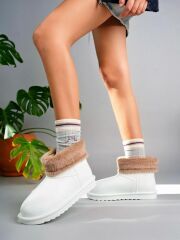 Kadın Su Geçirmez İçi Tamamen Kürklü EVA Bot Beyaz - 38