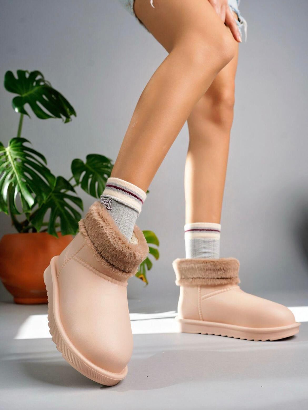 Kadın Su Geçirmez İçi Tamamen Kürklü EVA Bot Bej - 37