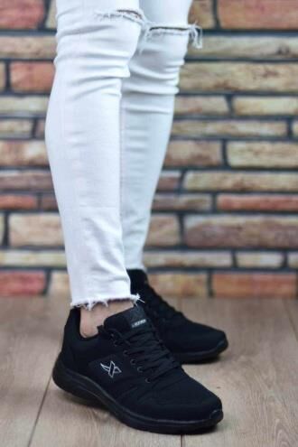 Unisex Siyah Beyaz Günlük Rahat Yürüyüş Ayakkabısı File Detaylı Sneaker Spor Ayakkabı Siyah - 45
