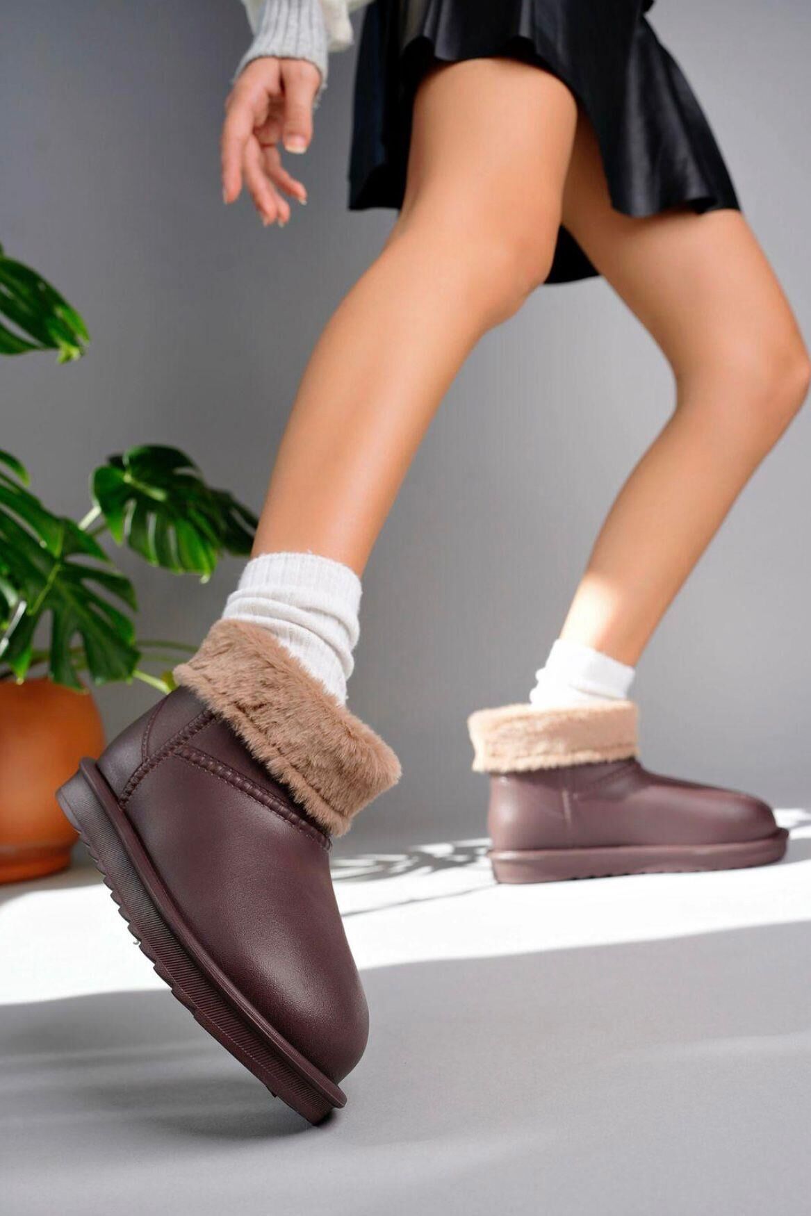 Kadın Su Geçirmez İçi Tamamen Kürklü EVA Bot Kahverengi - 36