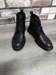 Hakiki Deri Yandan Fermuarlı Çok Kaliteli Gerçek Kauçuk Kaymaz Taban Kışlık Bot Siyah - 44