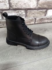 Hakiki Deri Yandan Fermuarlı Çok Kaliteli Gerçek Kauçuk Kaymaz Taban Kışlık Bot Siyah - 44