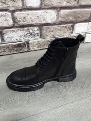 Hakiki Deri Yandan Fermuarlı Çok Kaliteli Gerçek Kauçuk Kaymaz Taban Kışlık Bot Siyah - 44